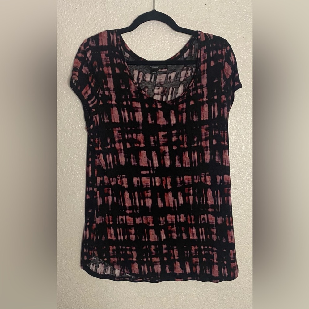 Simply Vera Vera Wang Black and Pink Blouse Size Large